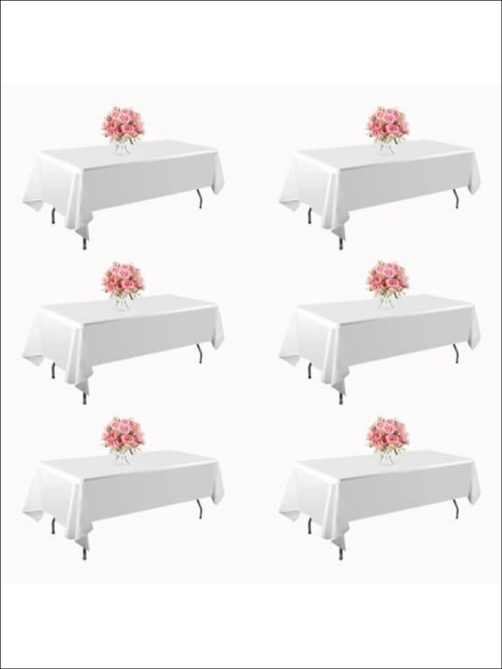 6 Pack Rectangular Tablecloths 60x102 Inch Polyester Wrinkle Resistant Washable